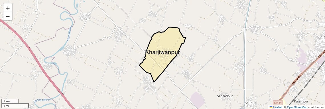 Location Map of Kharjiwanpur, Ghaziabad
