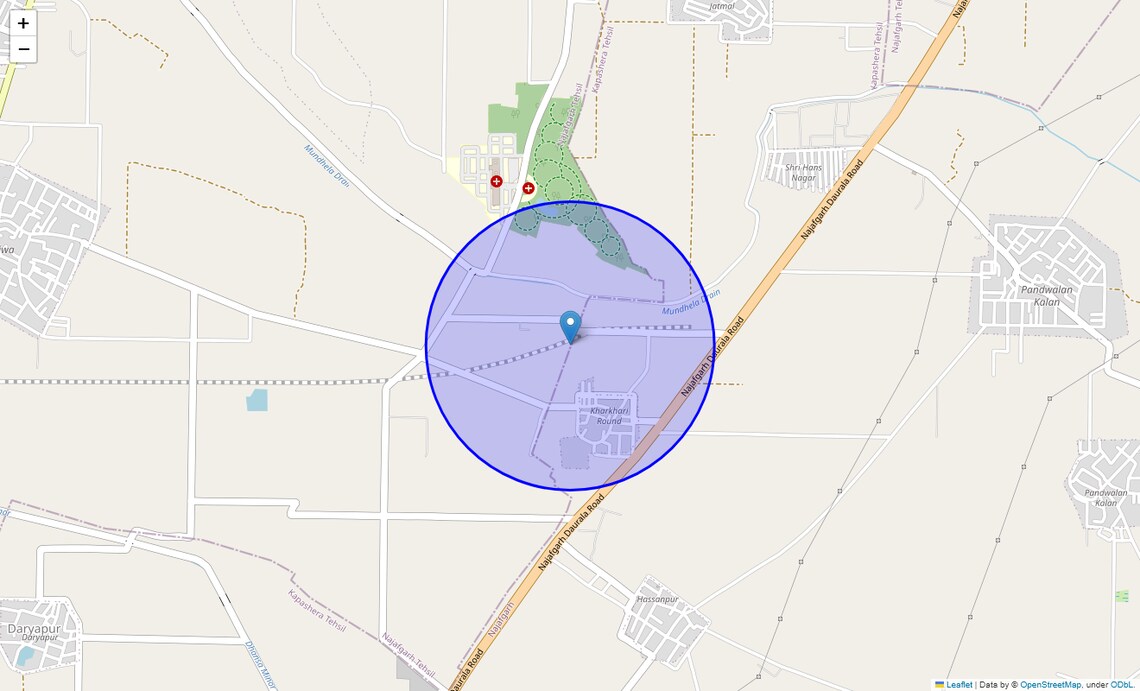 Location Map of Kharkhari Rondh, Delhi