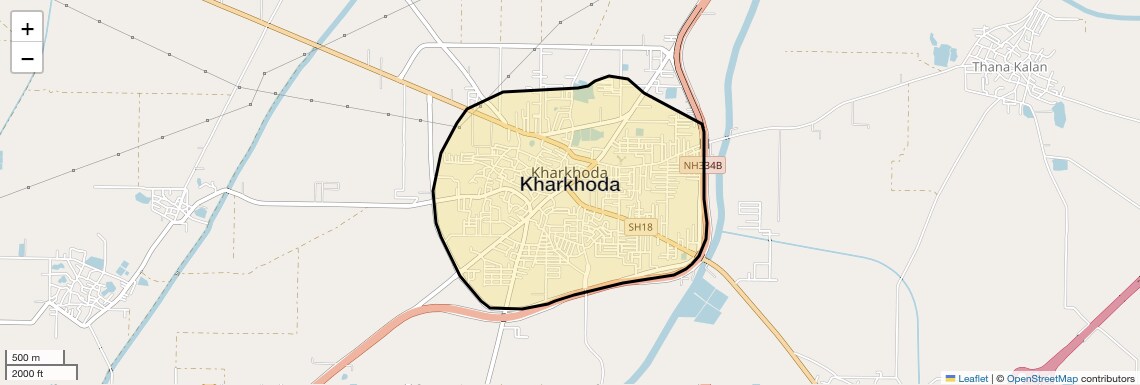 Location Map of Kharkhoda, Sonipat