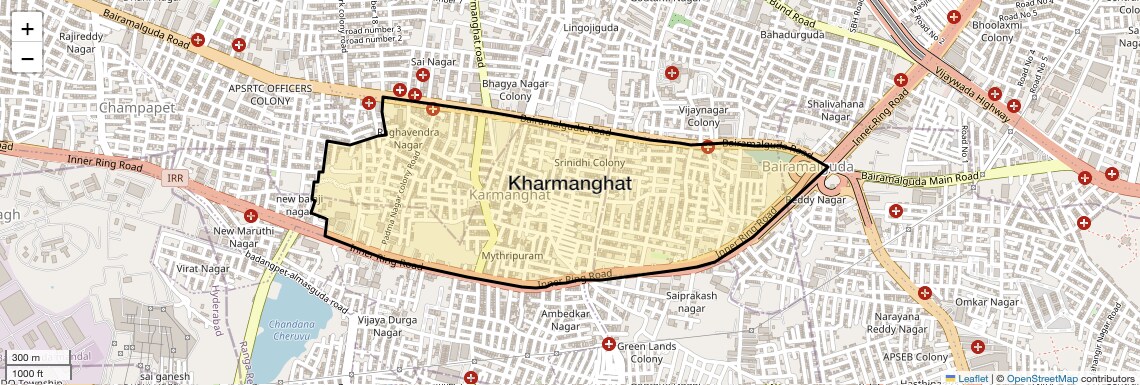 Location Map of Kharmanghat, Hyderabad