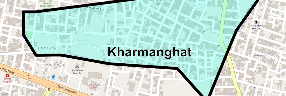 Location Map of Kharmanghat, Hyderabad