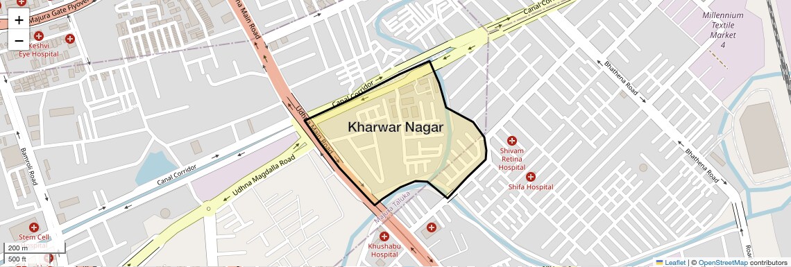 Location Map of Kharwar Nagar, Surat