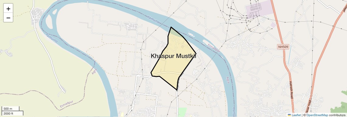 Location Map of Khaspur Mustkil, Agra