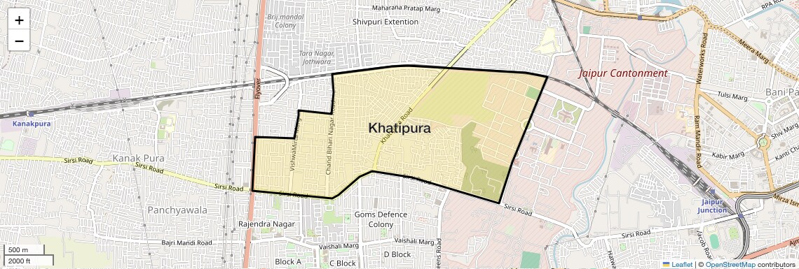 Location Map of Khatipura, Jaipur