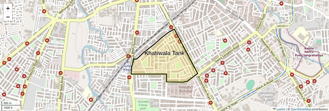 Location Map of Khatiwala Tank, Indore