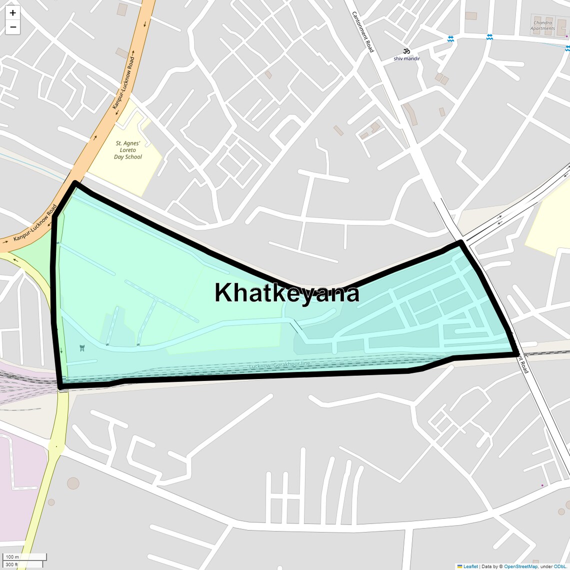 Location Map of Khatkeyana, Lucknow