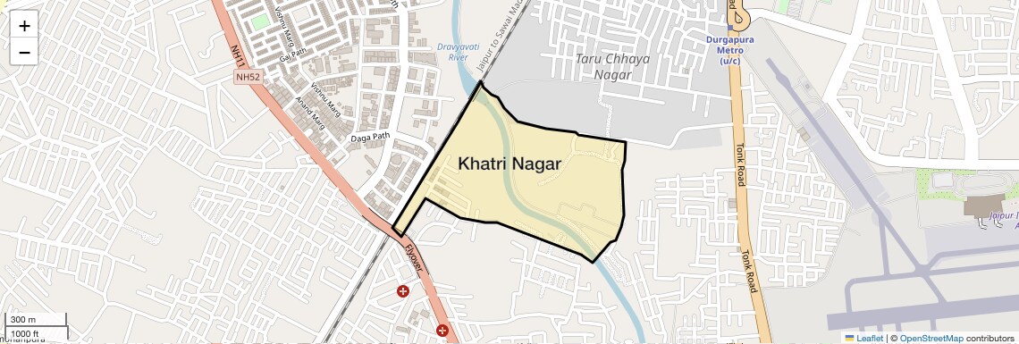 Location Map of Khatri Nagar, Jaipur