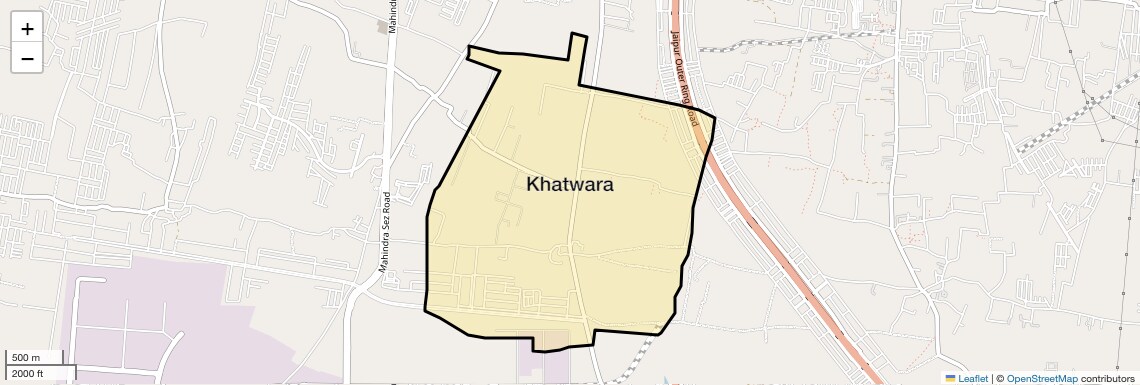 Location Map of Khatwara, Jaipur