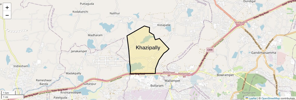 Location Map of Khazipally, Hyderabad