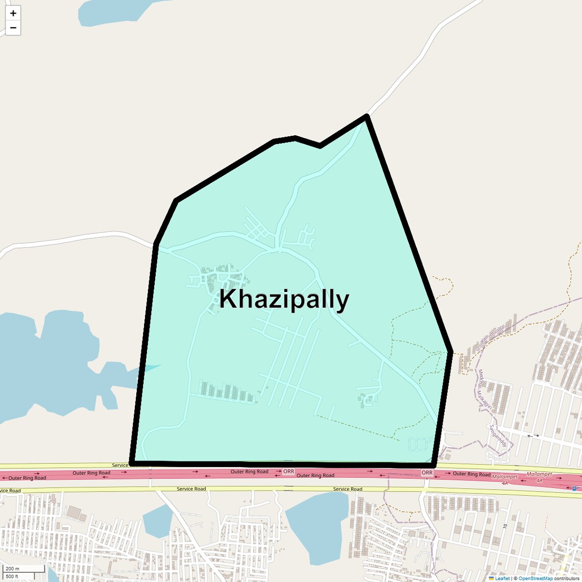 Location Map of Khazipally, Hyderabad