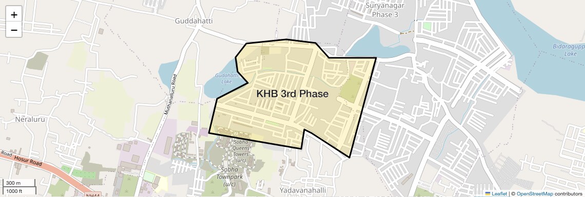 Location Map of KHB 3rd Phase, Bangalore