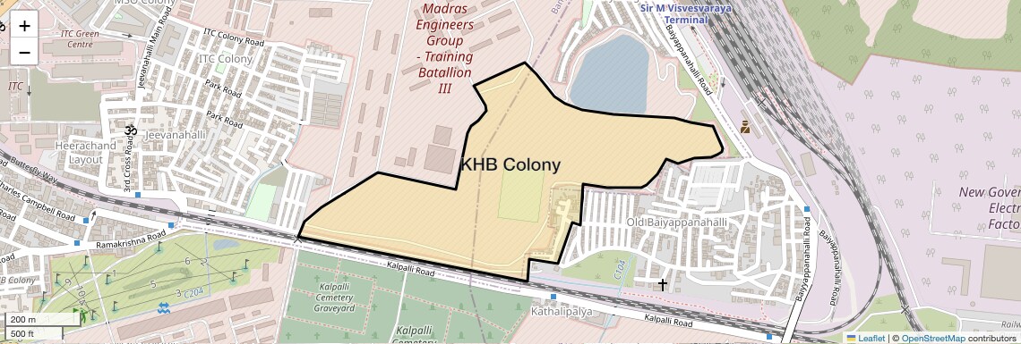 Location Map of Khb Colony, Bangalore