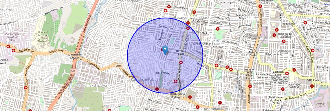 Location Map of Khb Colony, Bangalore