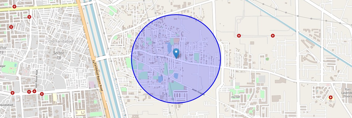 Location Map of Khedi Road, Faridabad