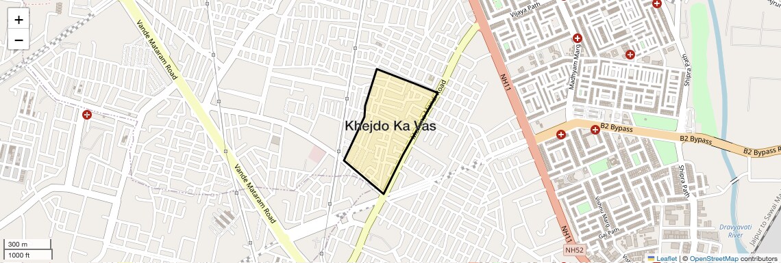 Location Map of Khejdo Ka Vas, Jaipur