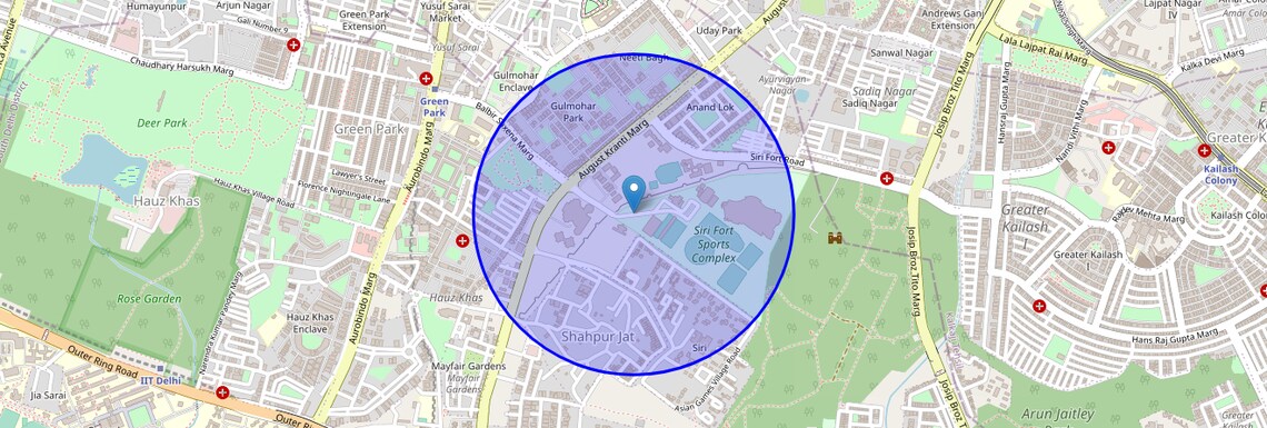Location Map of Khel Gaon, Delhi