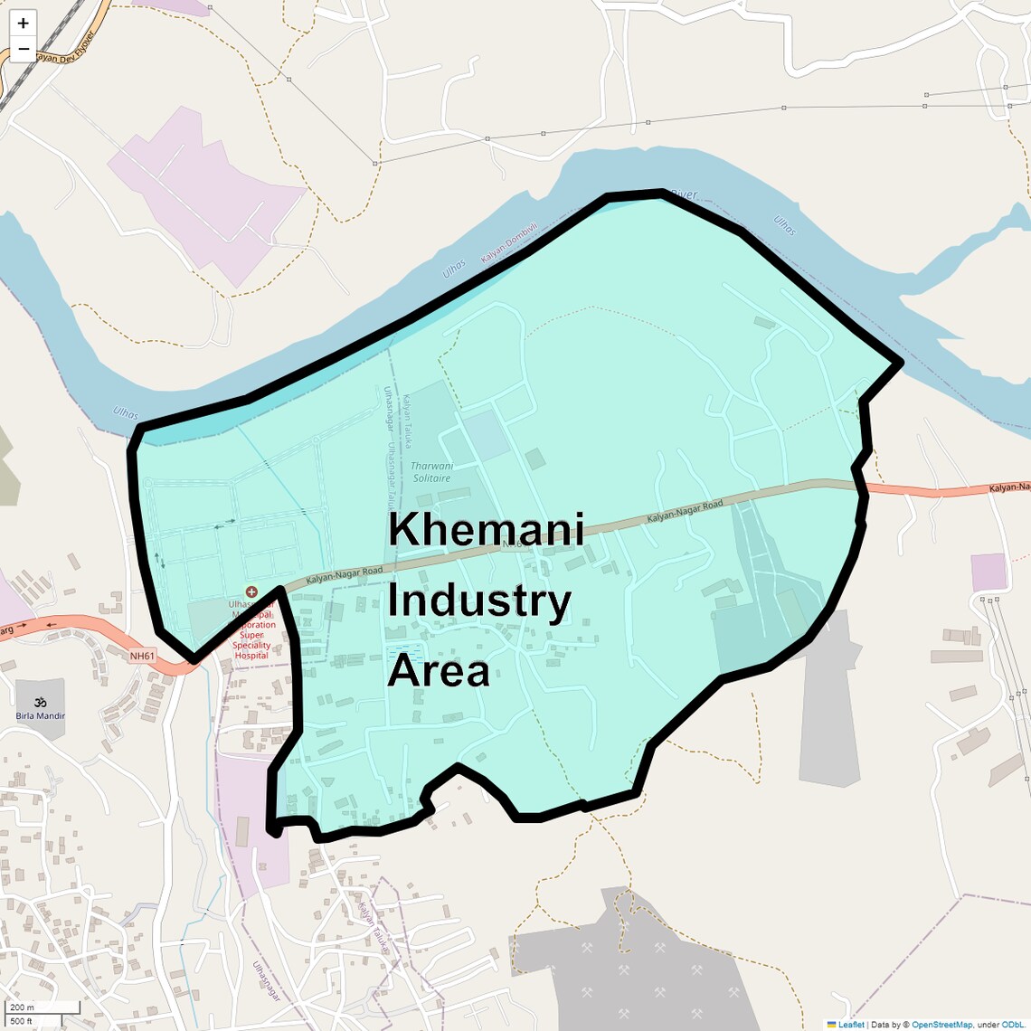 Location Map of Khemani Industry Area, Thane