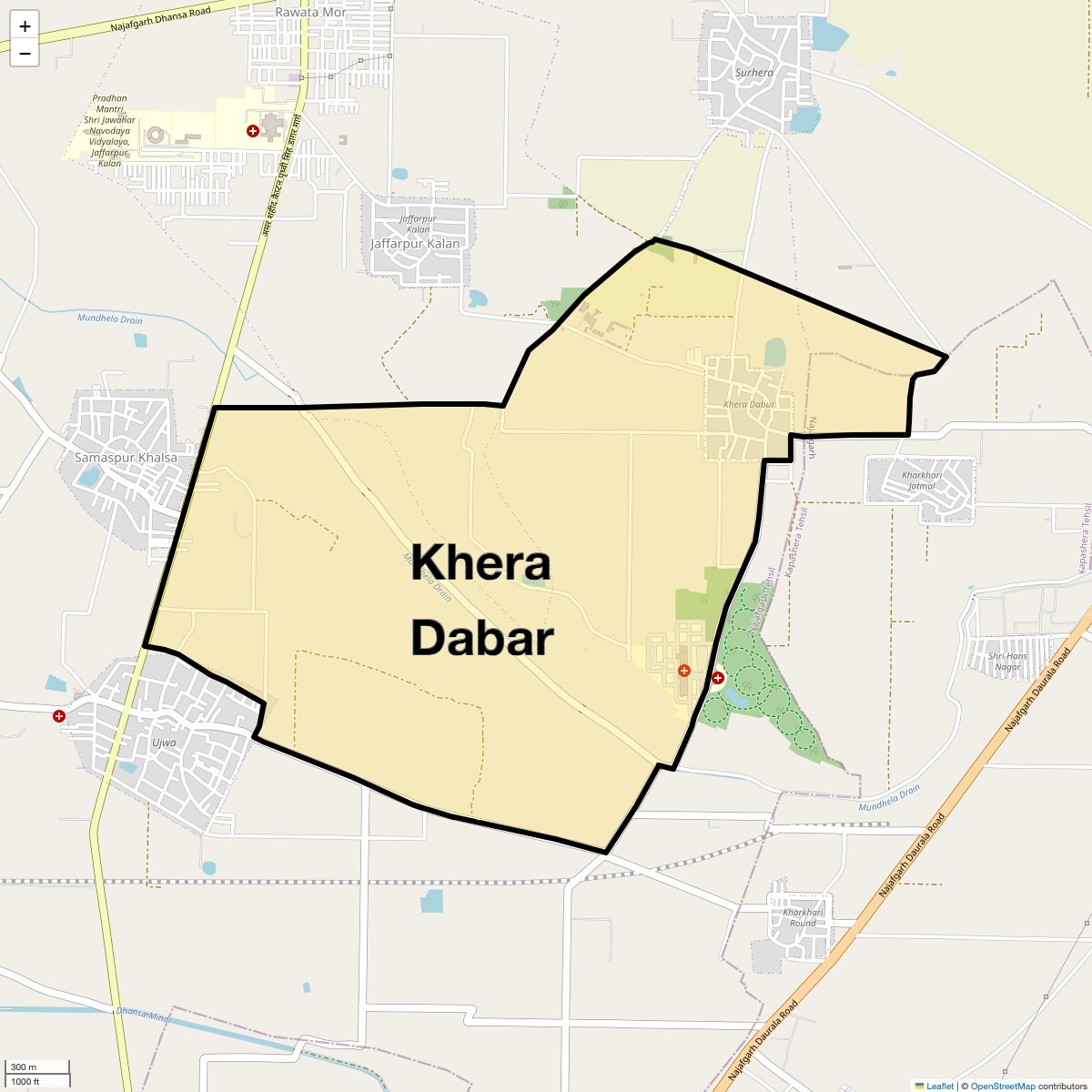 Location Map of Khera Dabar, Delhi
