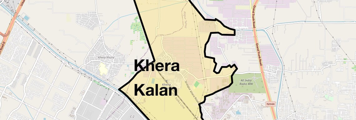 Location Map of Khera Kalan, Delhi