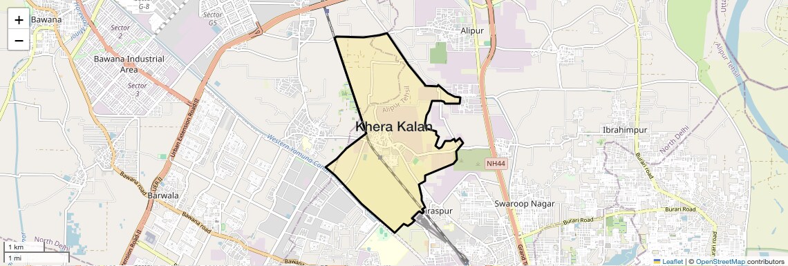 Location Map of Khera Kalan, Delhi