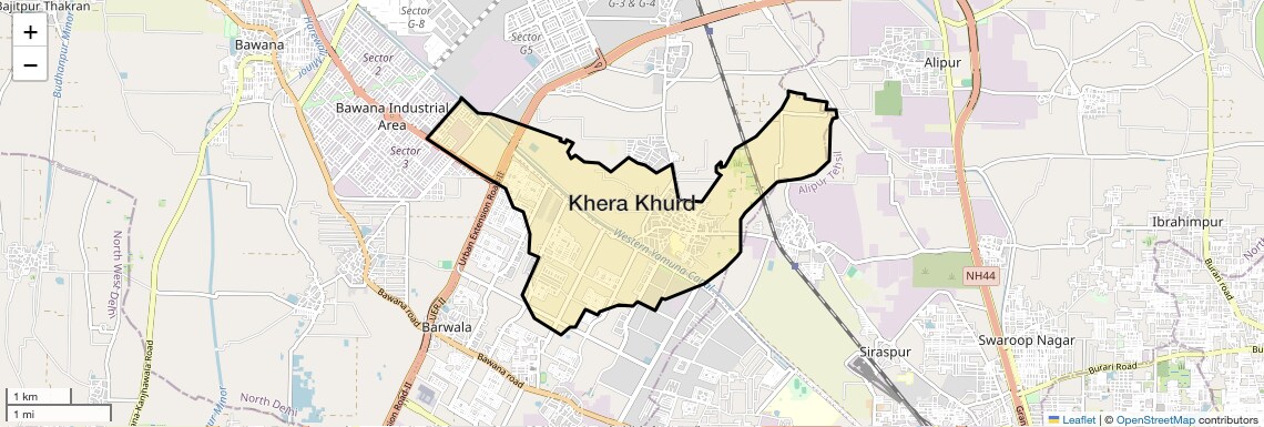 Location Map of Khera Khurd, Delhi