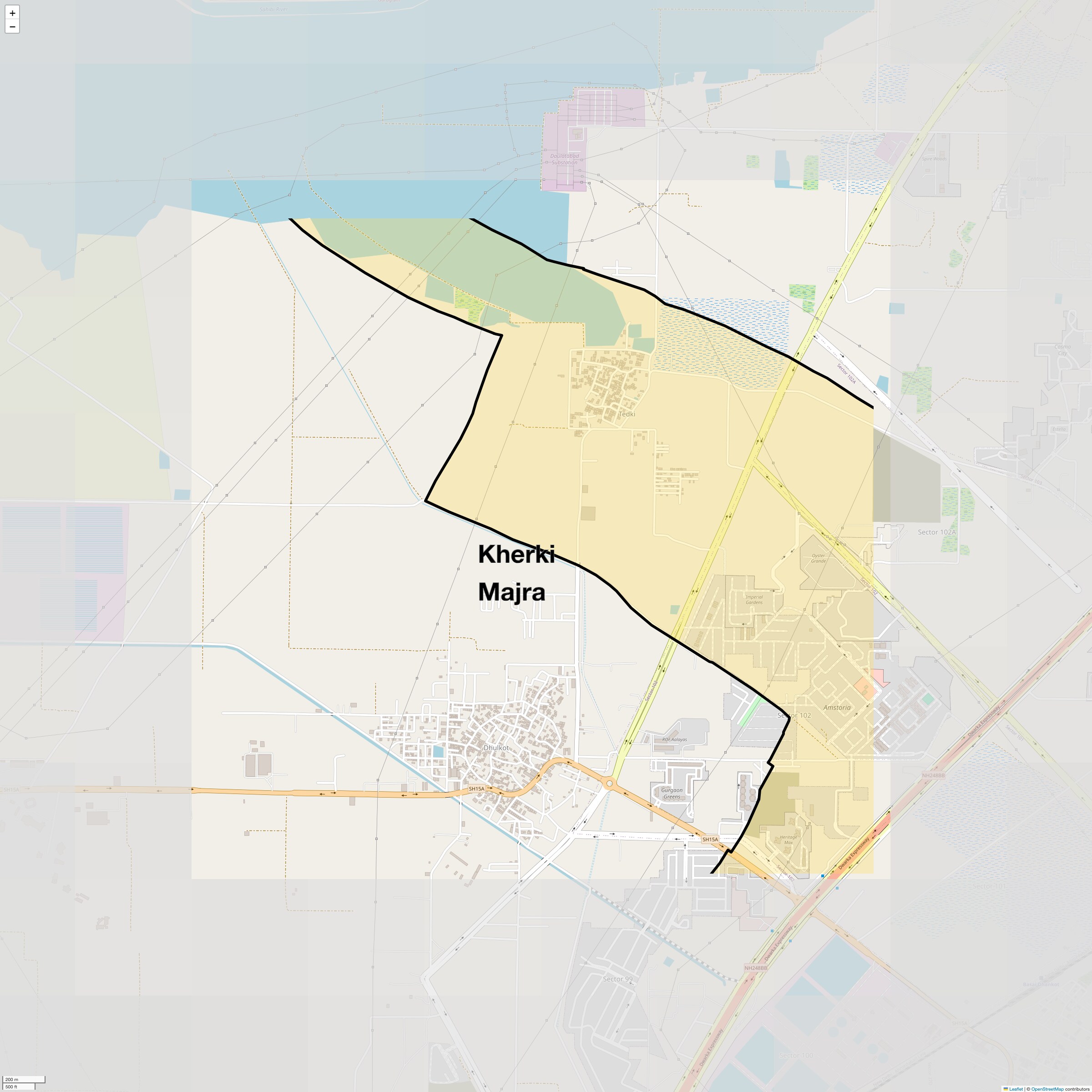 Location Map of Kherki Majra, Gurgaon