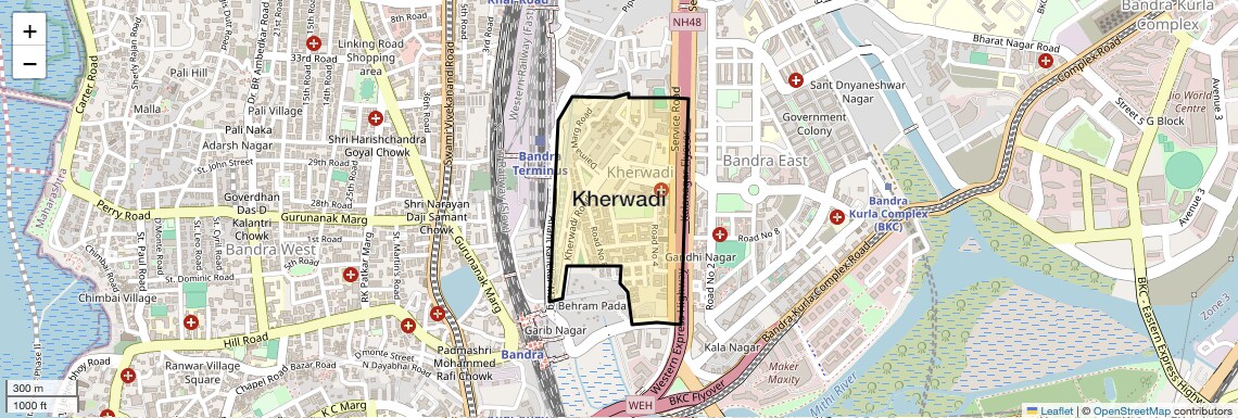 Location Map of Kherwadi, Mumbai