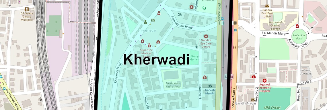 Location Map of Kherwadi, Mumbai