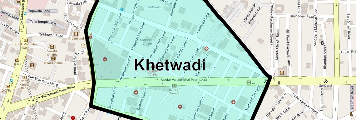 Location Map of Khetwadi, Mumbai