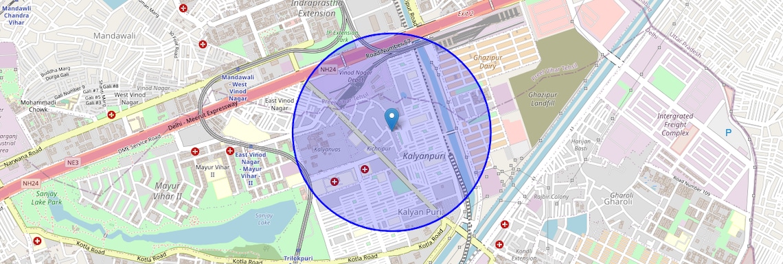 Location Map of Khichripur, Delhi