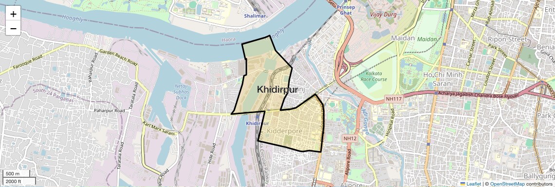 Location Map of Khidirpur, Kolkata