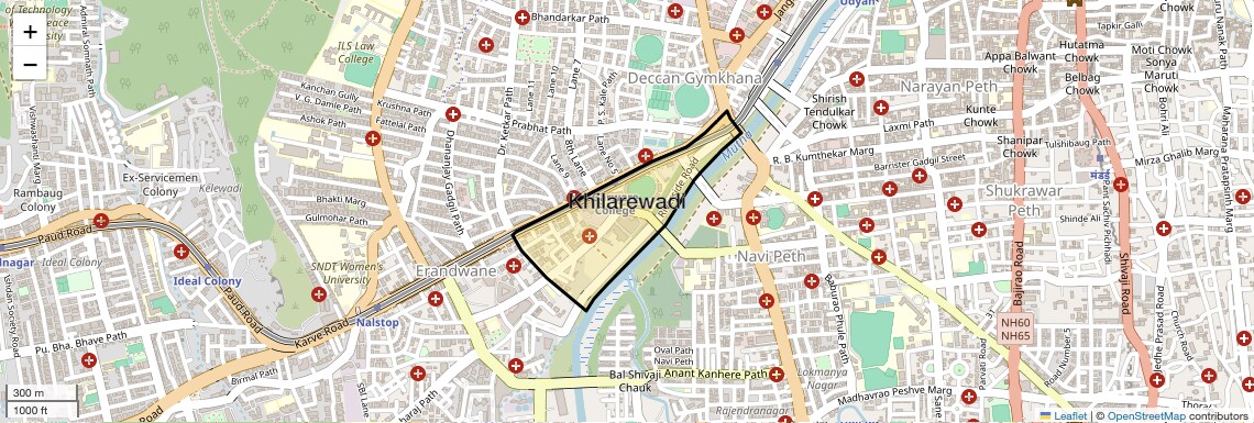Location Map of Khilarewadi, Pune