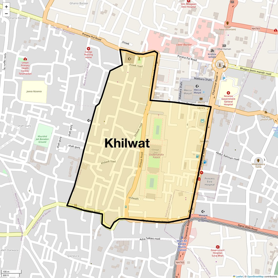 Location Map of Khilwat, Hyderabad
