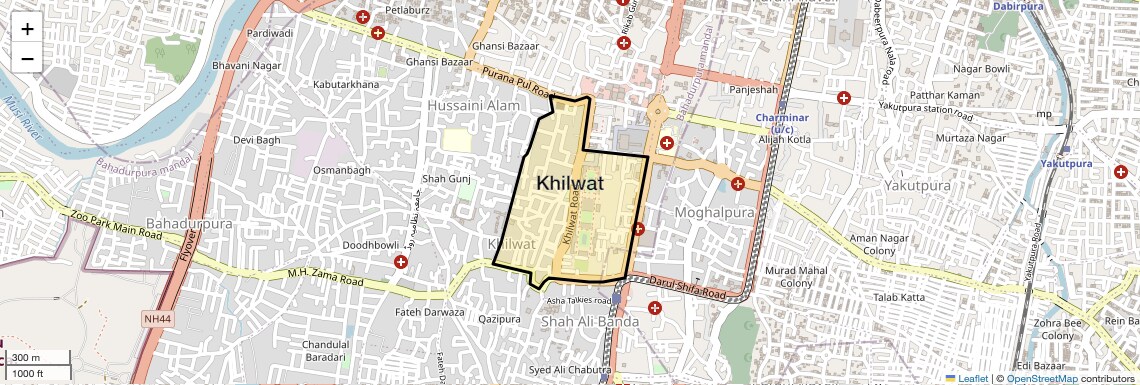 Location Map of Khilwat, Hyderabad