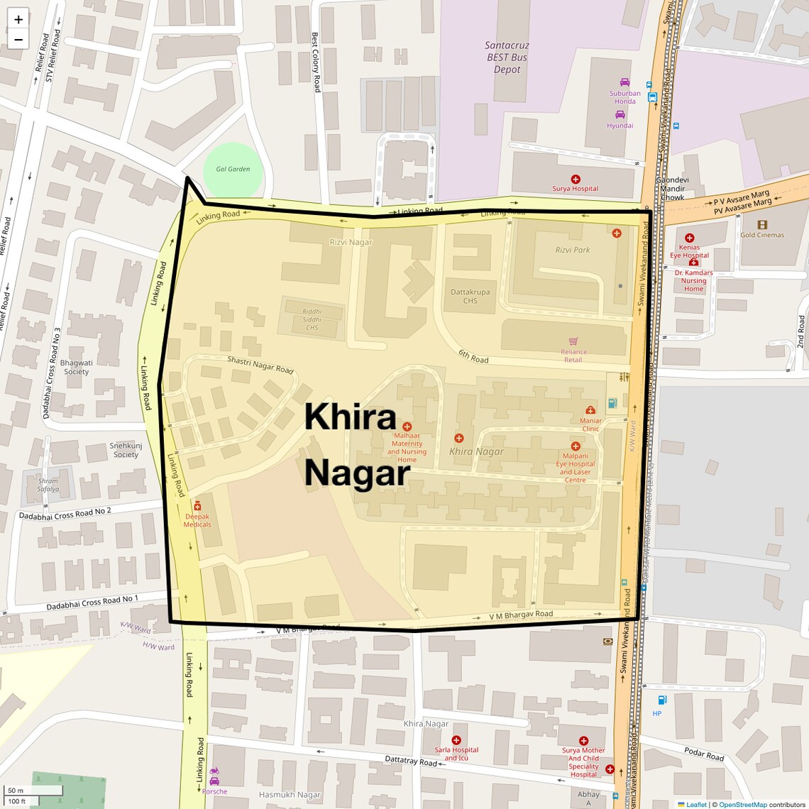 Location Map of Khira Nagar, Mumbai
