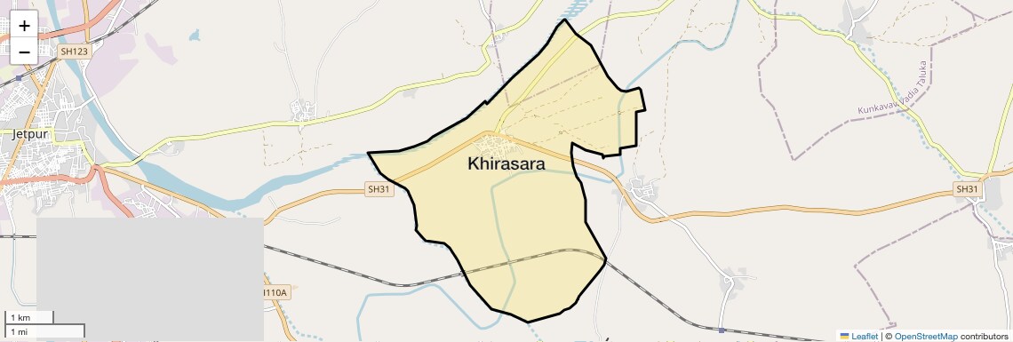 Location Map of Khirasara, Rajkot