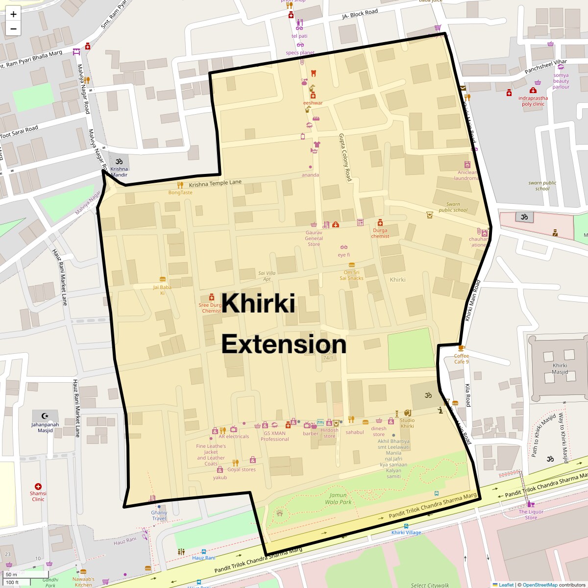 Location Map of Khirki Extension, Delhi