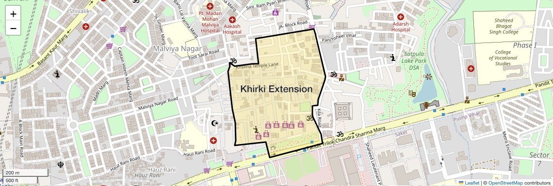 Location Map of Khirki Extension, Delhi