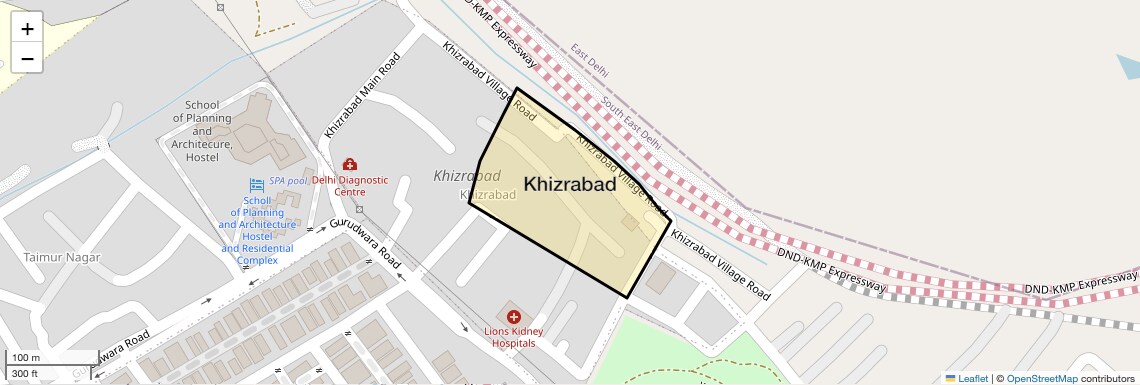 Location Map of Khizrabad, Delhi