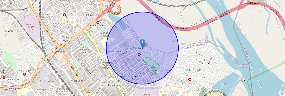 Location Map of Khizrabad, Delhi