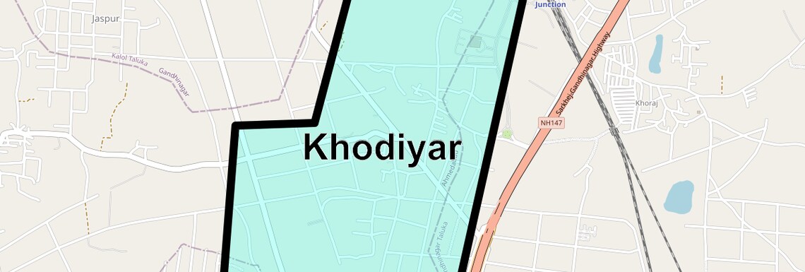 Location Map of Khodiyar, Ahmedabad