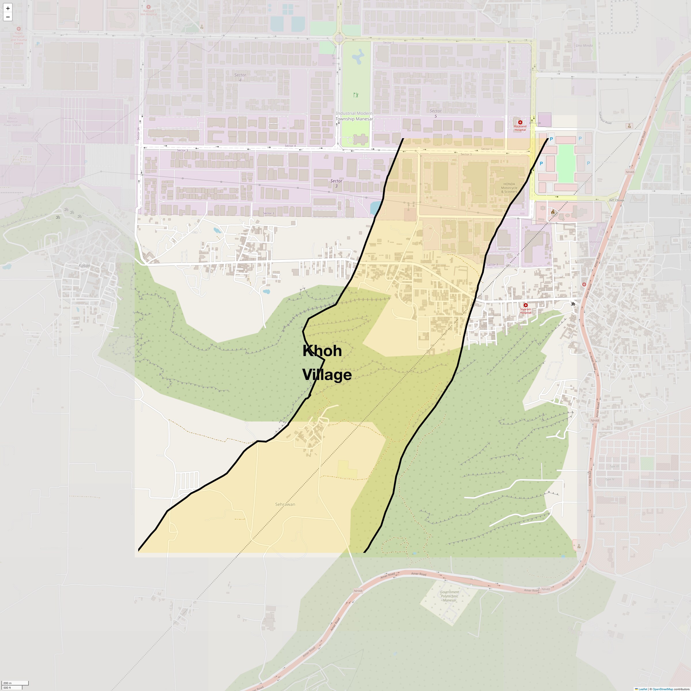 Location Map of Khoh Village, Gurgaon