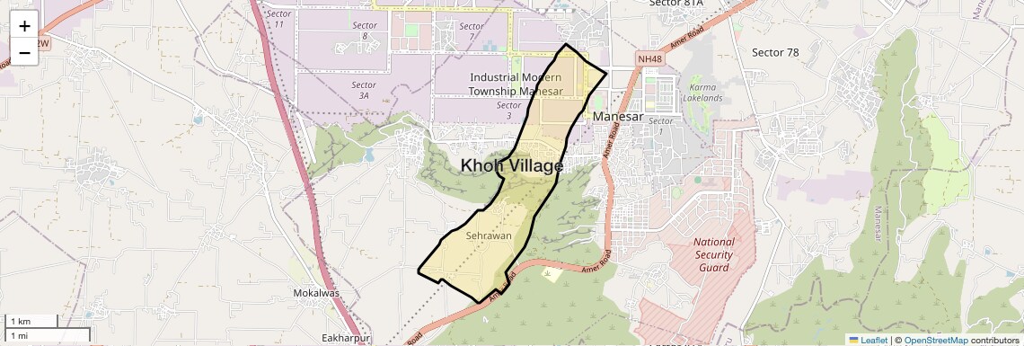 Location Map of Khoh Village, Gurgaon