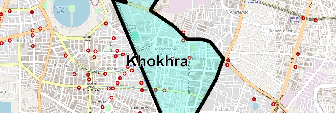 Location Map of Khokhra, Ahmedabad