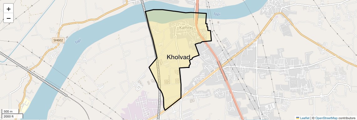 Location Map of Kholvad, Surat