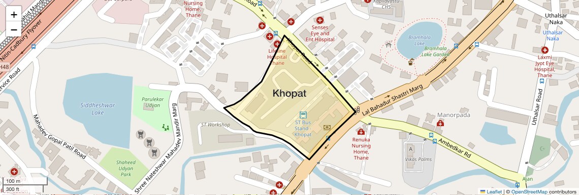 Location Map of Khopat, Thane