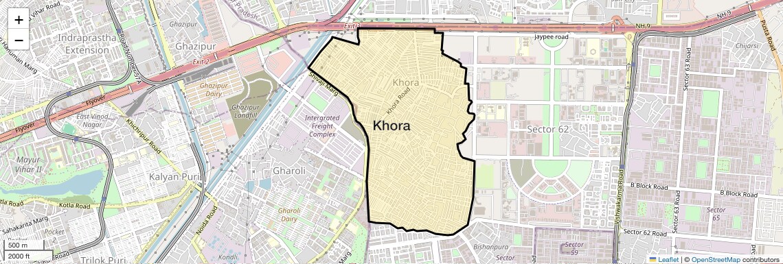 Location Map of Khora, Noida
