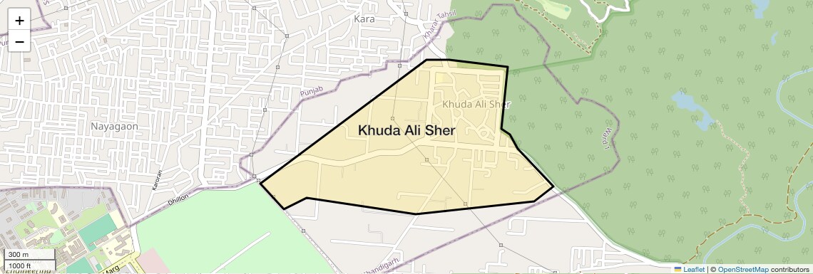 Location Map of Khuda Ali Sher, Chandigarh