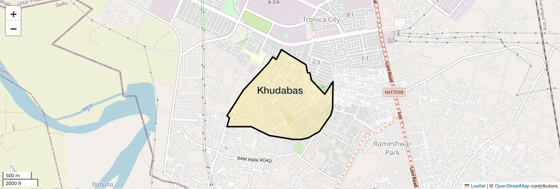 Location Map of Khudabas, Ghaziabad