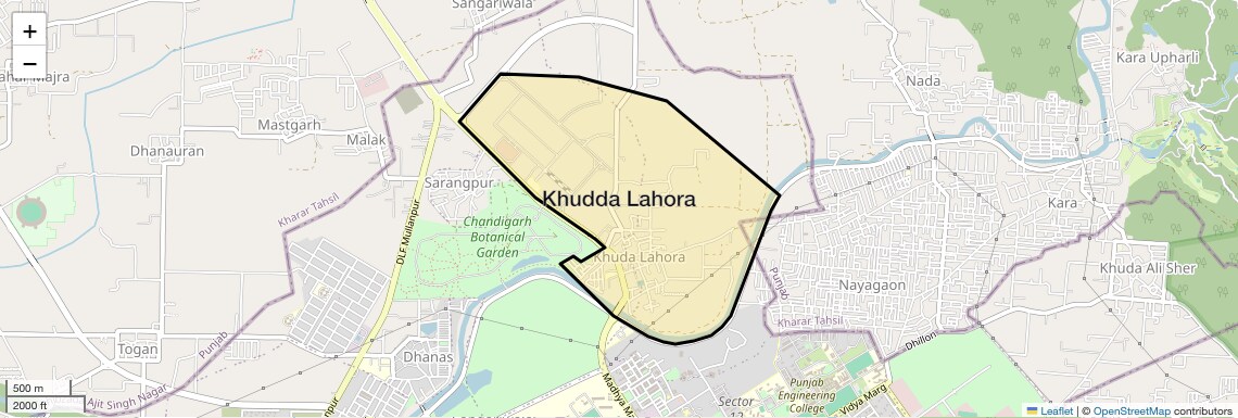 Location Map of Khudda Lahora, Chandigarh